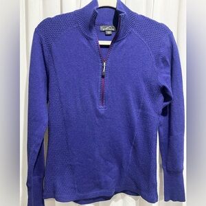 Eddie Bauer Women's Purple Half-Zip Sweater Cotton Long Sleeve Size Medium